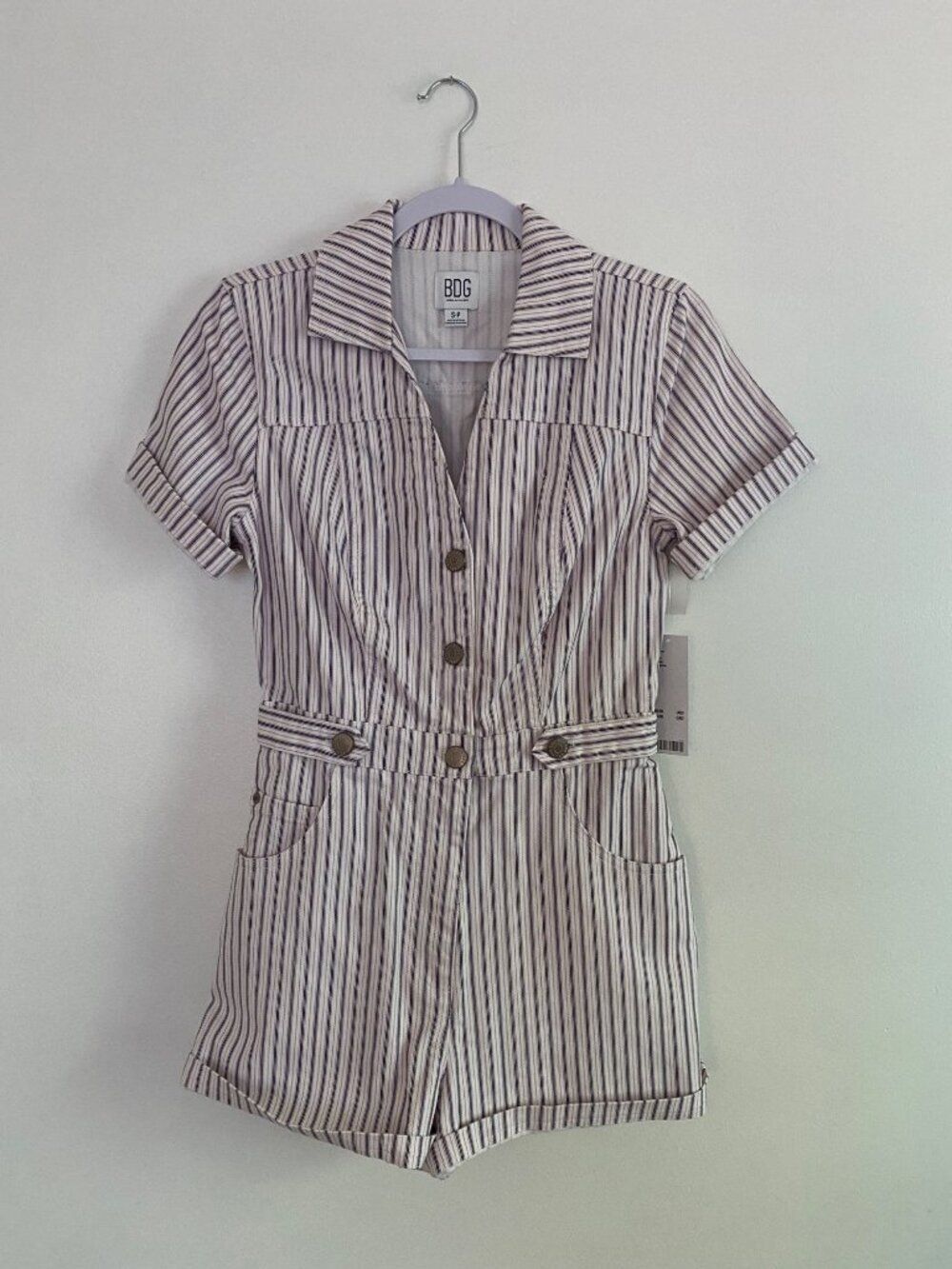 New! BDG Urban Outfitters Striped Button-Up Utility Romper Size S